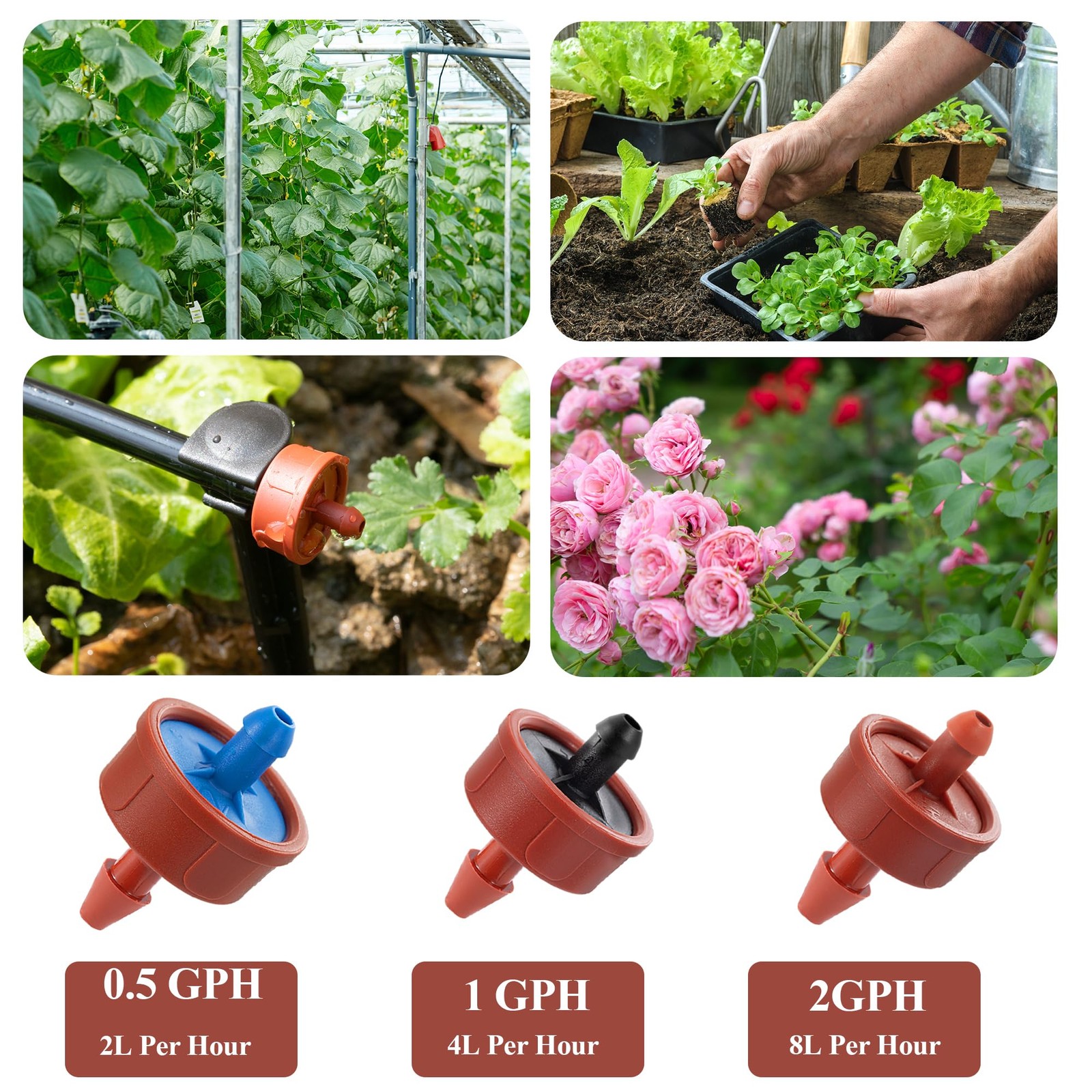 200 Pcs 0.5 GPH Pressure Compensating Drippers for 1/4 Inch Irrigation Tubing