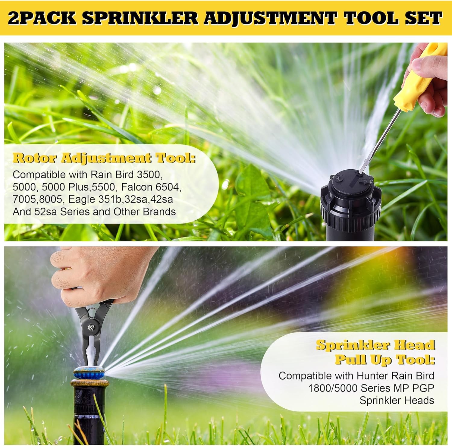 Sprinkler Head Pull Up Tool Rotor Adjustment Screwdriver Rain Bird 1800 5000 Set