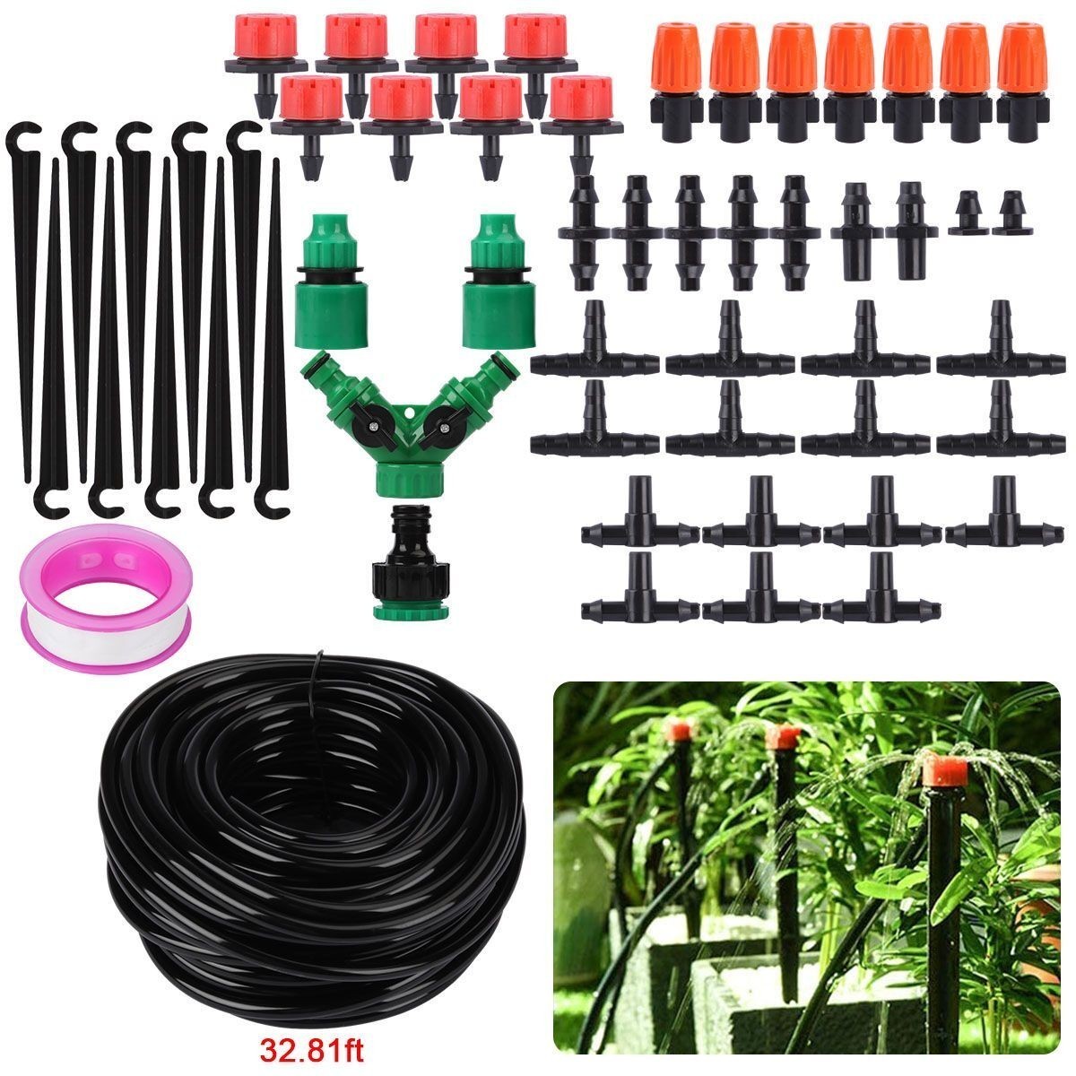 33-100FT Outdoor Water Mister Mist Nozzle Misting Cooling System Fan Cooler NEW