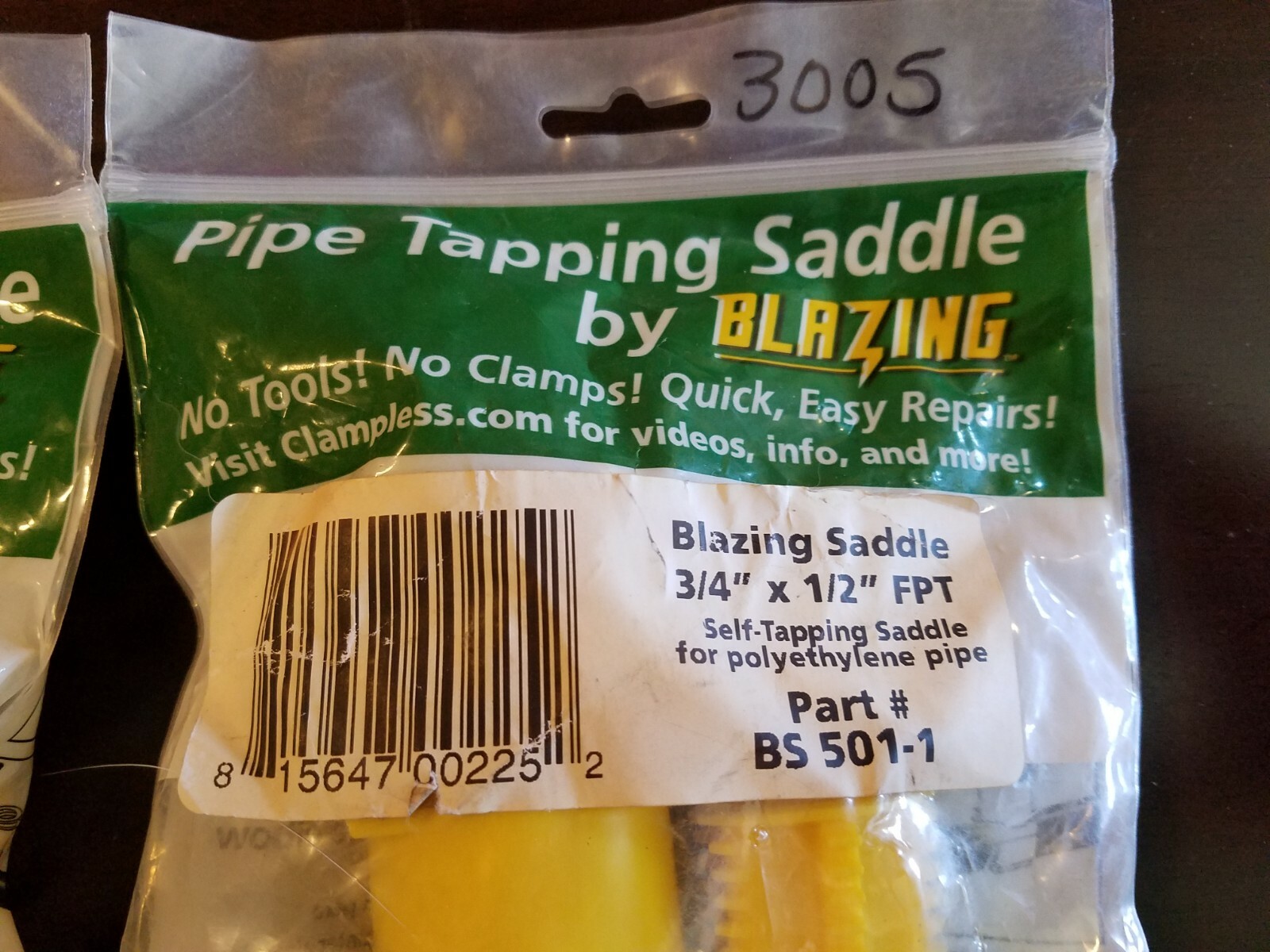 Blazing Saddle 3/4″ x 1/2″ FPT Self-Tapping for polyethylene pipe BS5011 NEW Lot