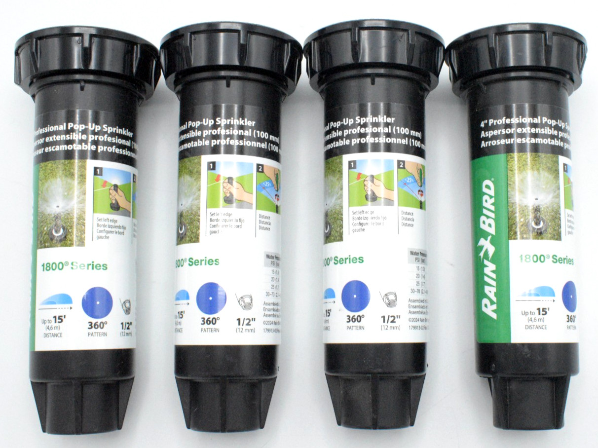 4 Pack – Rain Bird 1804H 4″ Pop-Up Sprinkler 8′-15′ Range 180° Half Circle