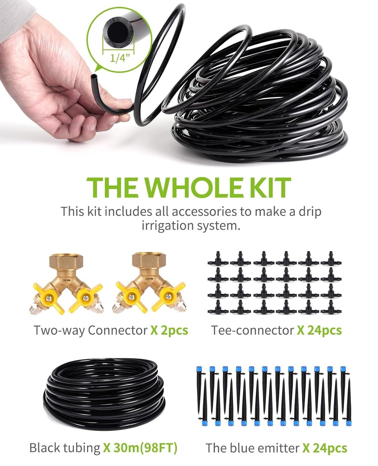 DIY 100ft Drip Irrigation Kit Garden Greenhouse Flower Bed Lawn System