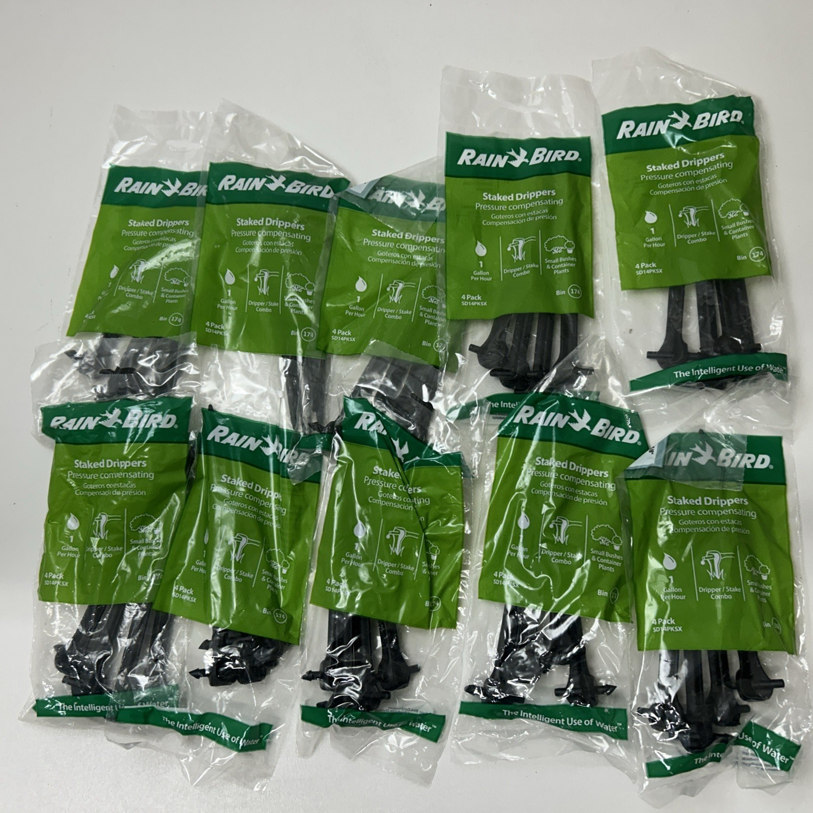 40 Rainbird Staked Drippers Pressure Comp. 1 GPH SD14PKSX. (10 Packs Of 4)