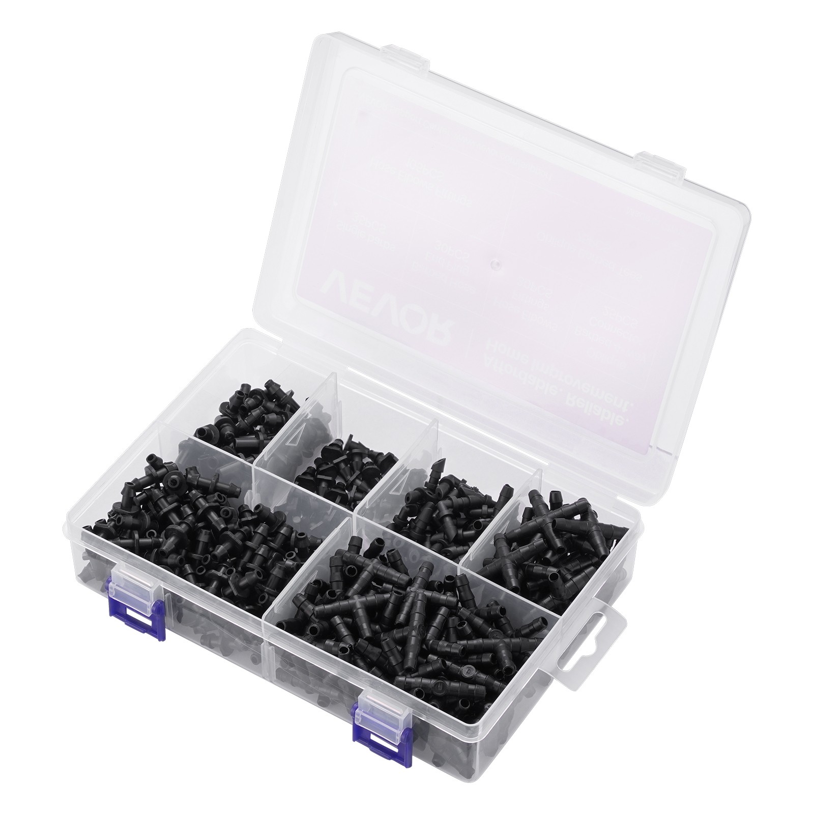 VEVOR 300Pcs Drip Irrigation Fitting Parts Kit for 1/4″ Tubing Yard Garden Lawn