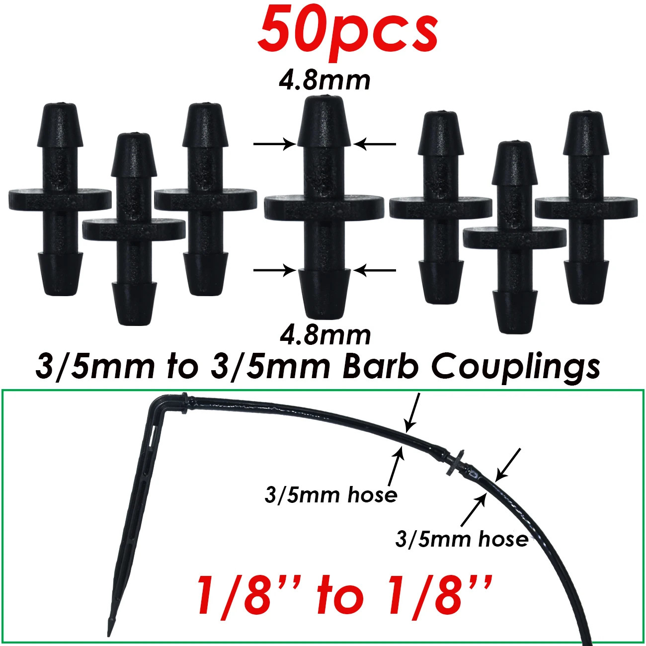 Garden Water Connector Drip Irrigation for 1/4” & 1/8” Tubing Hose Accessories