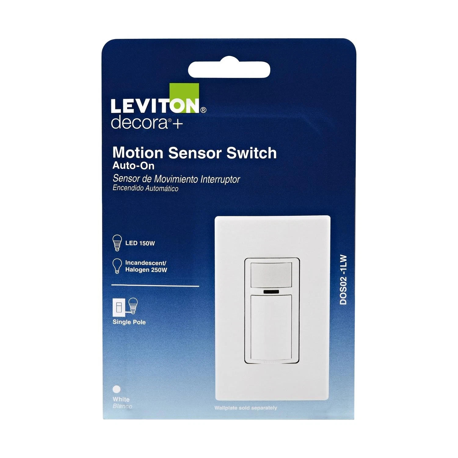 Leviton DOS02-1LW 2.5A 120V Single-Pole Decora Motion Sensor In-Wall Switch