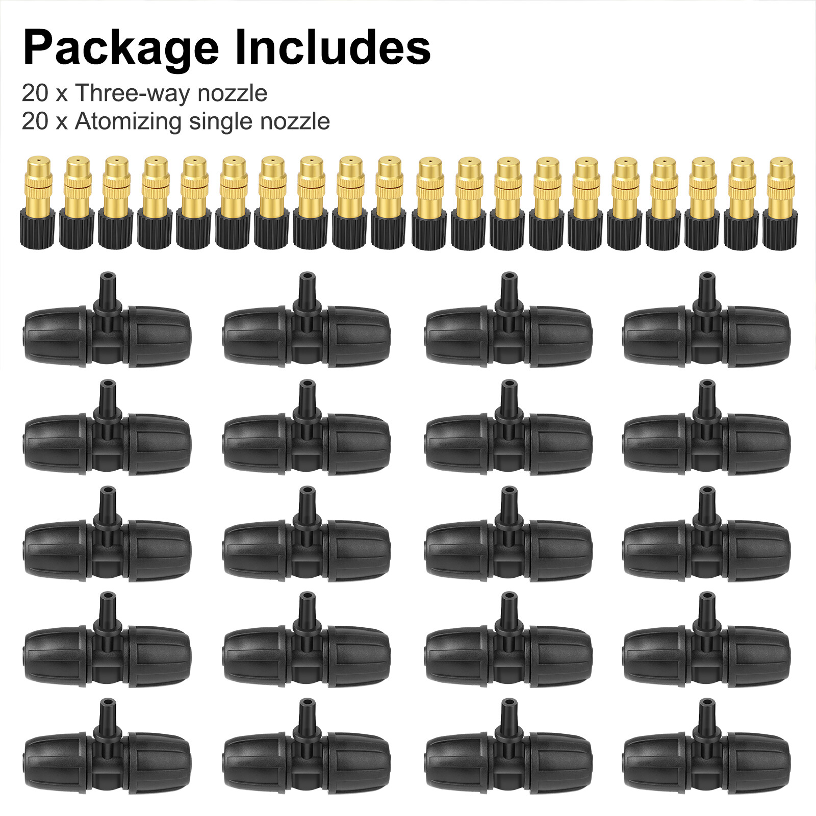 20pcs Outdoor Patio Water Mister Mist Nozzles Misting Cooling System Fan Cooler