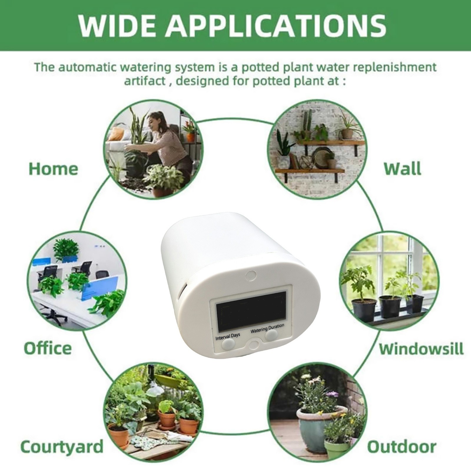 Indoor Automatic Watering Device with 3.7V Li-Battery and Low Battery Indicator