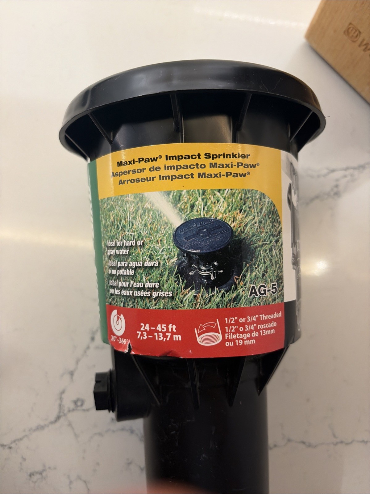 Rain Bird Maxi-Paw AG-5 Pop-Up Impact Sprinkler 3-Inch 24-45 ft Radius Black NEW