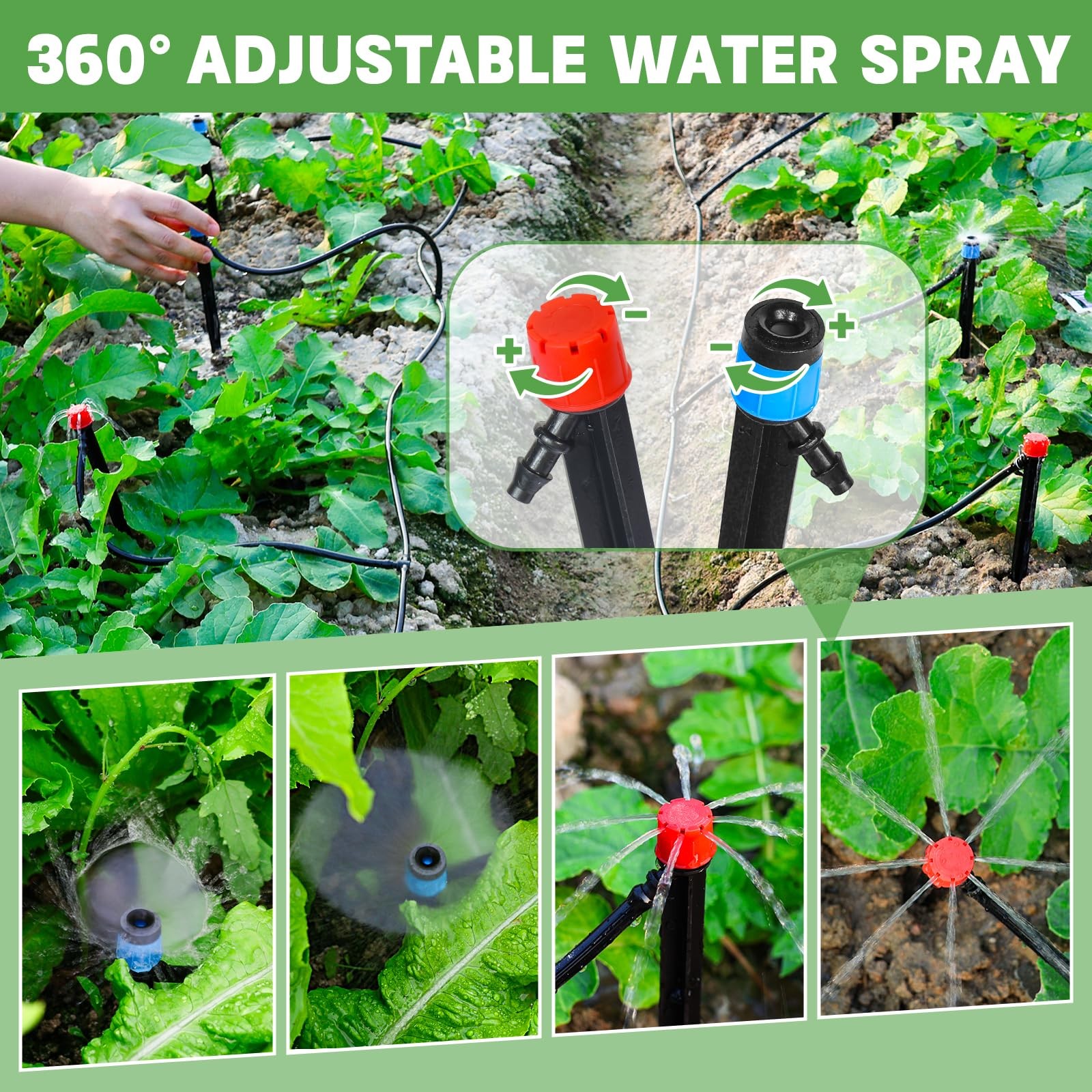 110FT Drip Irrigation System Kit Automatic Garden Watering for Lawn Raised Beds