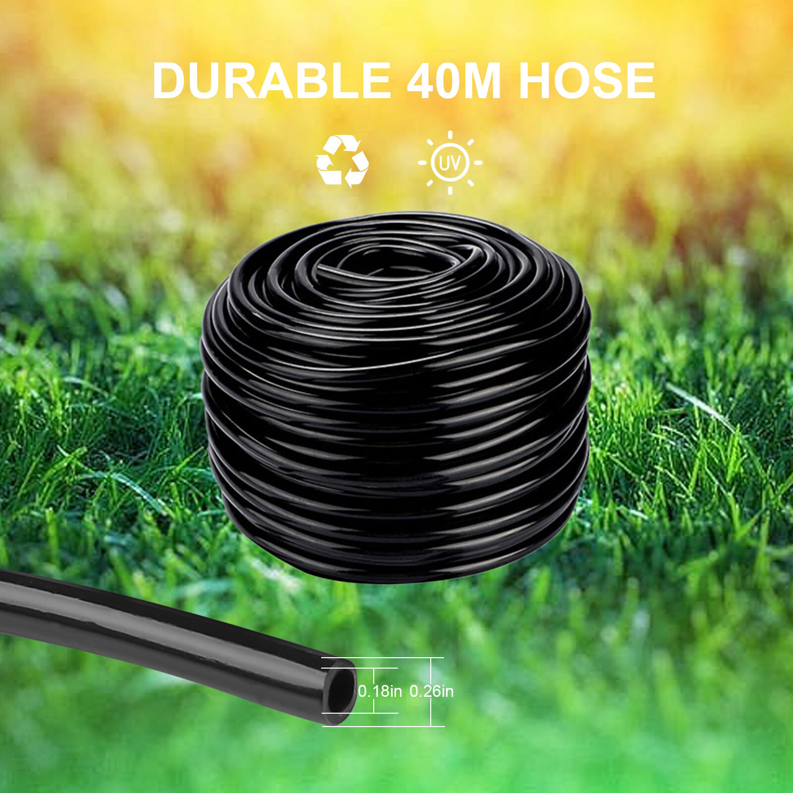 130ft 40m Drip Irrigation System Garden Plant Self Watering Hose Micro Sprinkler