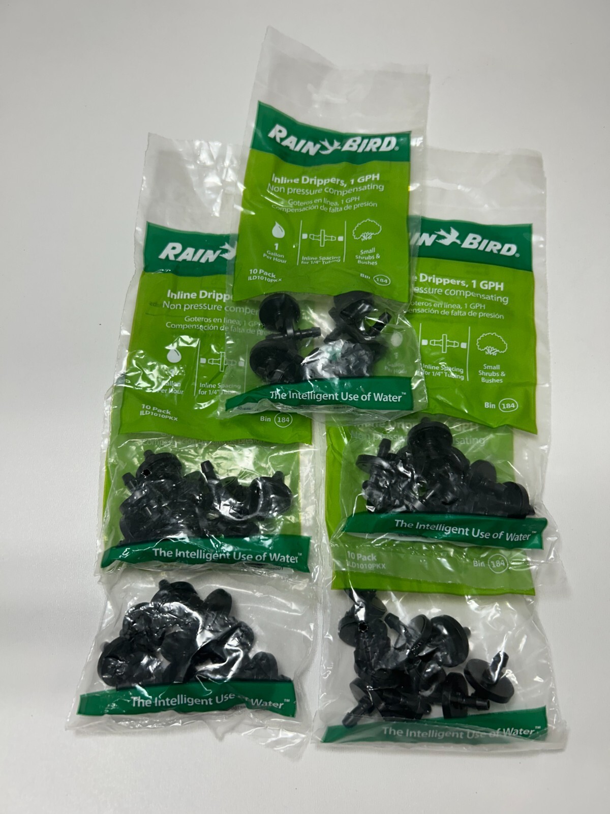 50 Rain Bird Inline Dripper 1 GPH ILD1010PKX (5 bags of 10 drippers) FREE TOOL