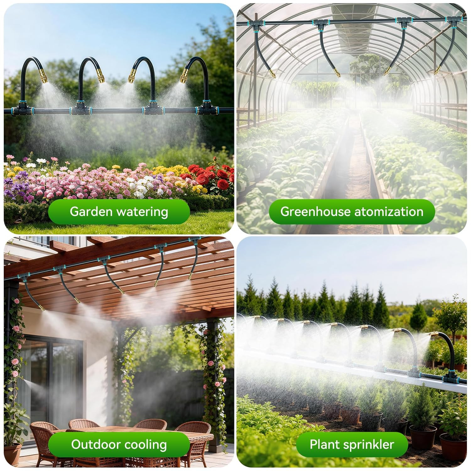 360° Adjustable Drip Irrigation System 100FT,5/16″ Garden Watering Kit with 16 C