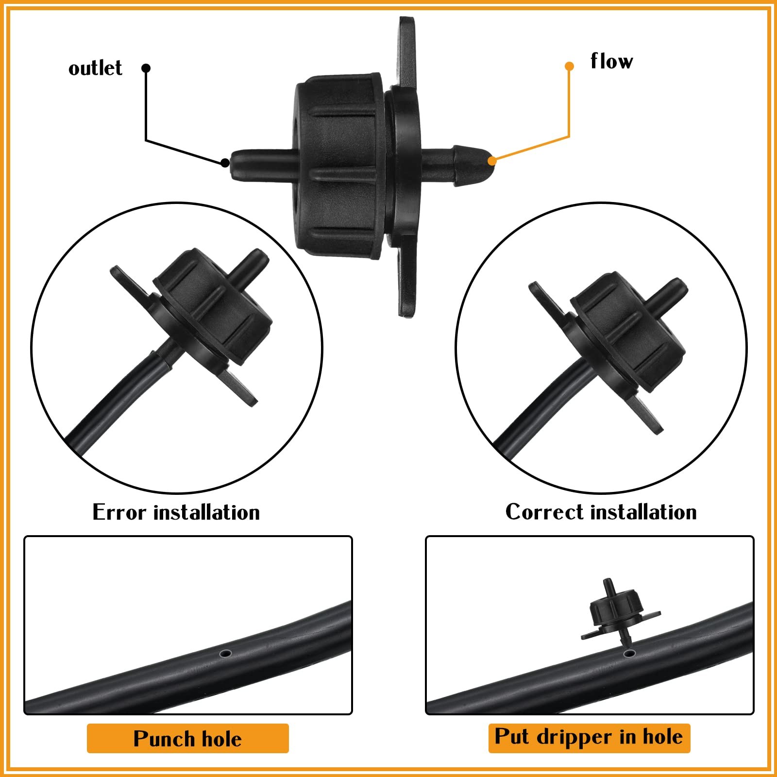 50 Pcs 1 GPH Drip Irrigation Emitters for Garden Watering System