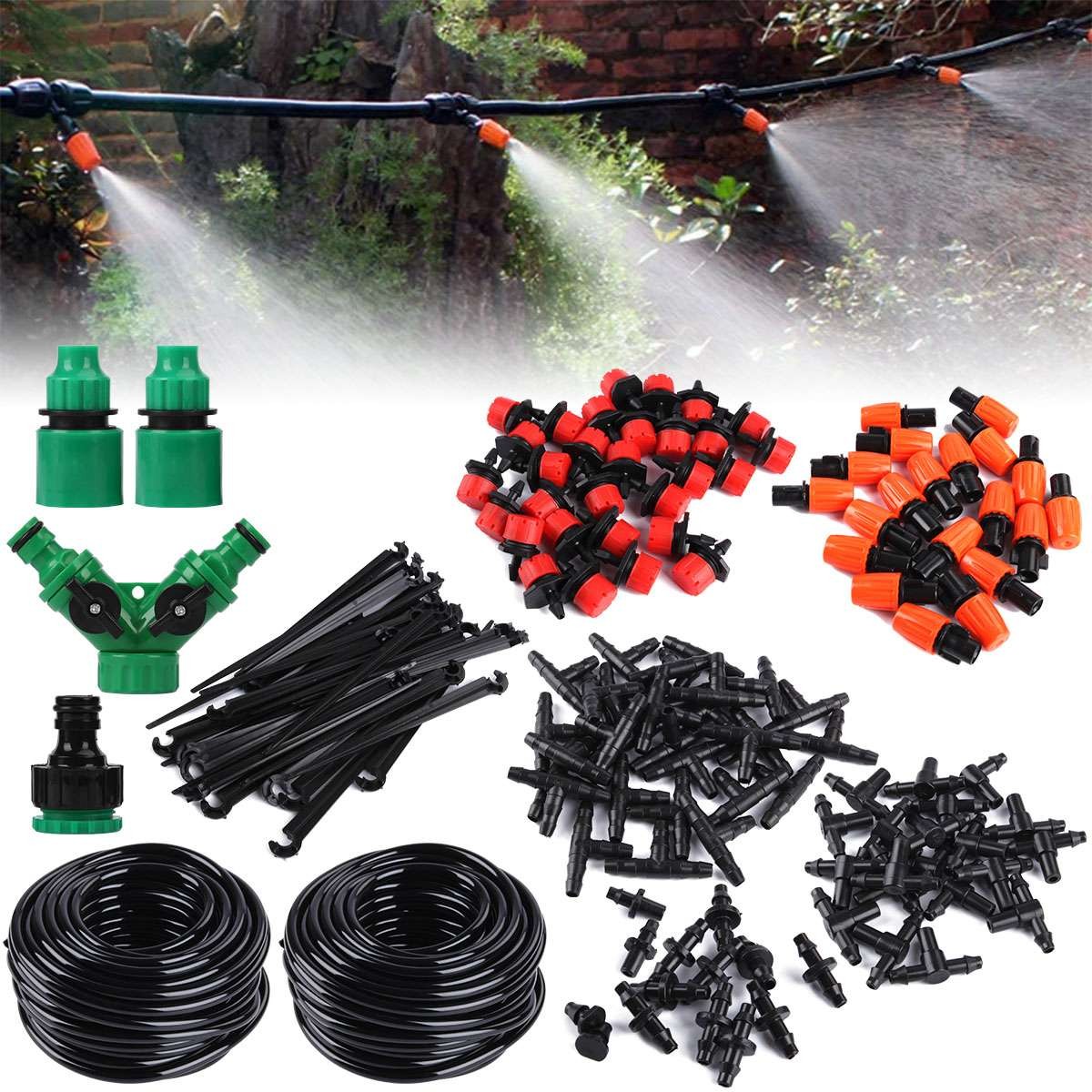 33-197ft Auto Drip Irrigation System Kit Timer Micro Sprinkler Garden Watering