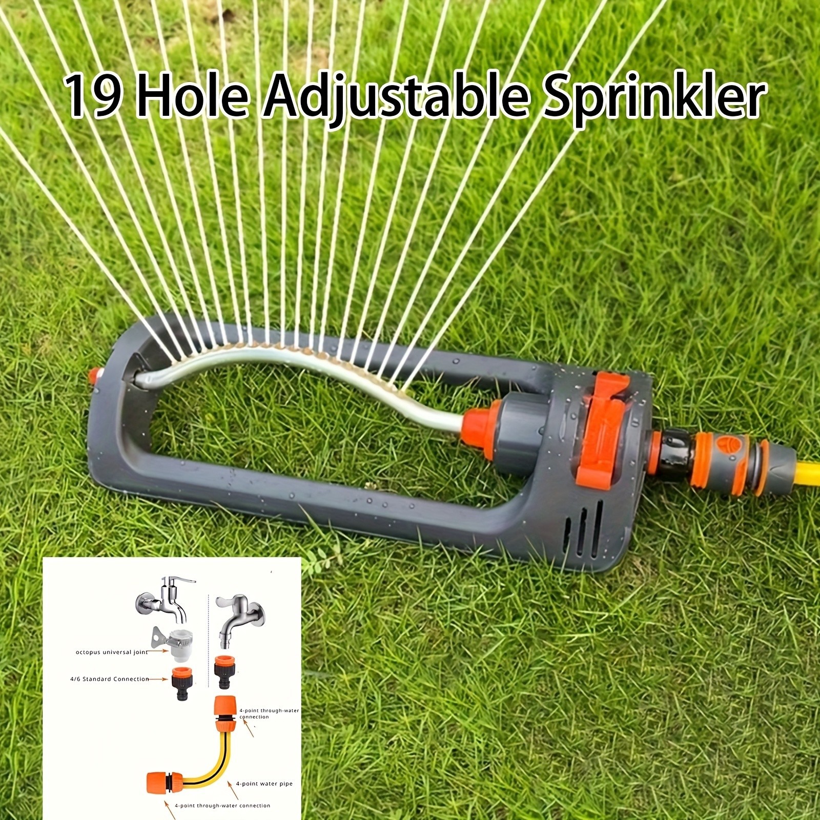 19-Hole Adjustable Garden Sprinkler – Automatic Irrigation for Lawns