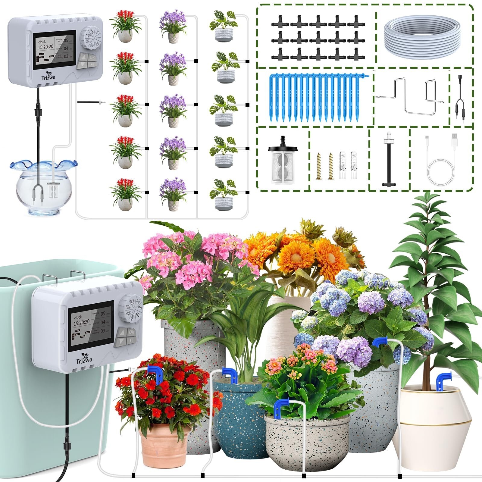 Automatic Watering System TRJZWA Newest Indoor Plant Watering System Kit