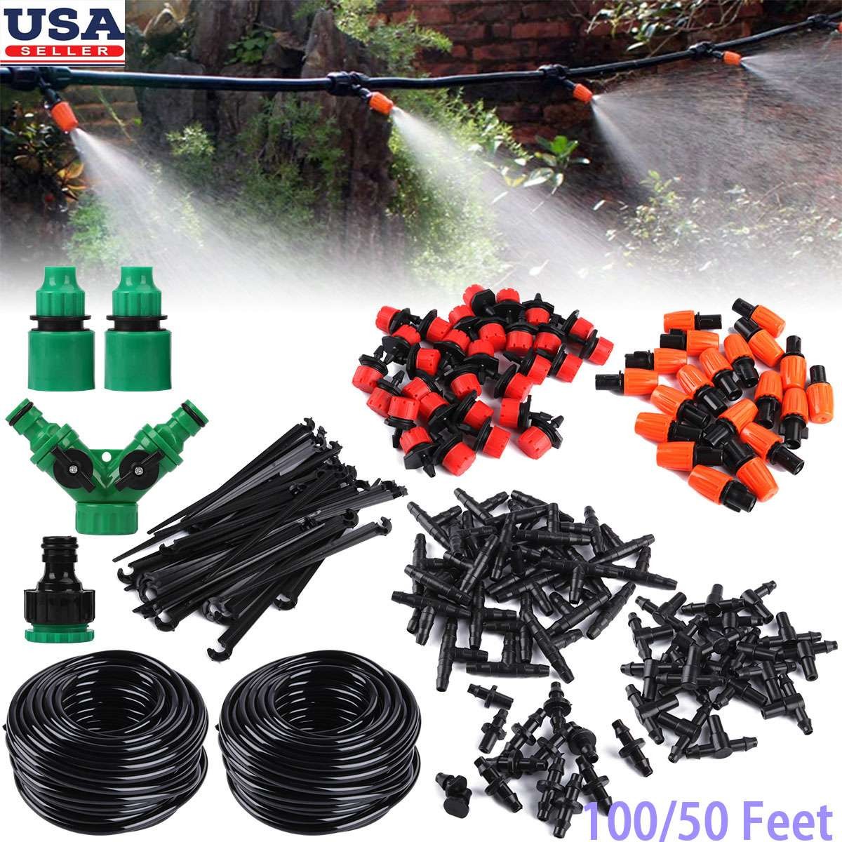100FT Automatic DIY Drip Irrigation System Plant Self Cool Watering Garden Hose