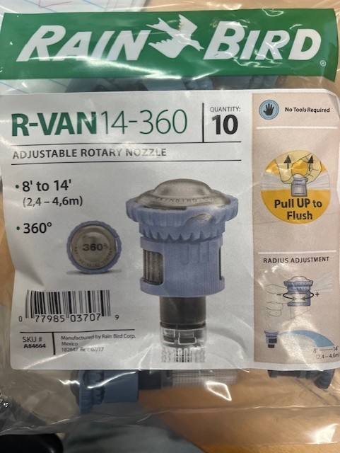 10 Pack Rain Bird R-VAN-14-360 Rotating Nozzle | 8′ To 14′ | 360 Rotation