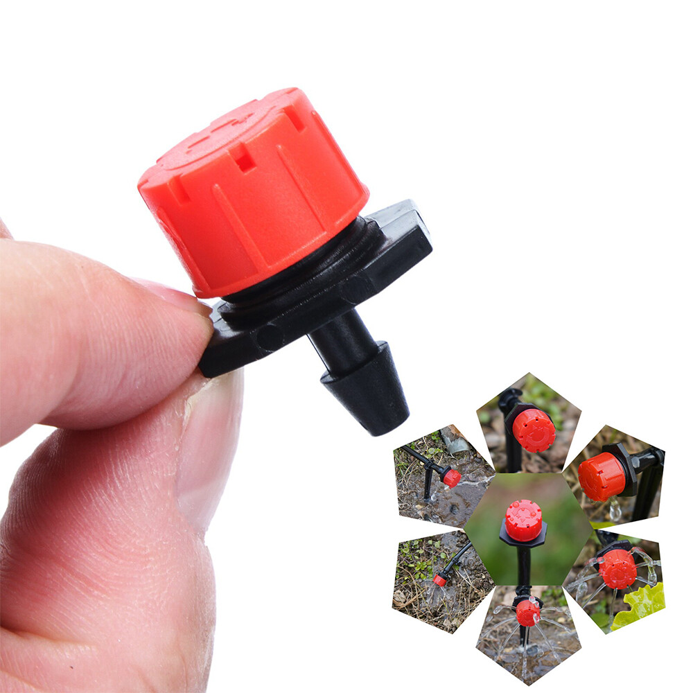 200Pcs 1/4″ 360 Degree Adjustable Irrigation Drippers Sprinklers Emitters Drip
