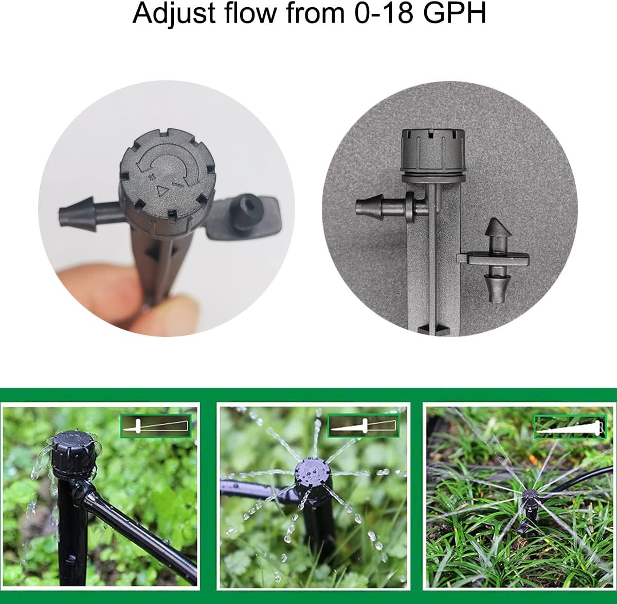 25Pcs 360° Adjustable Water Flow Irrigation Drippers Stake Emitter Drip System