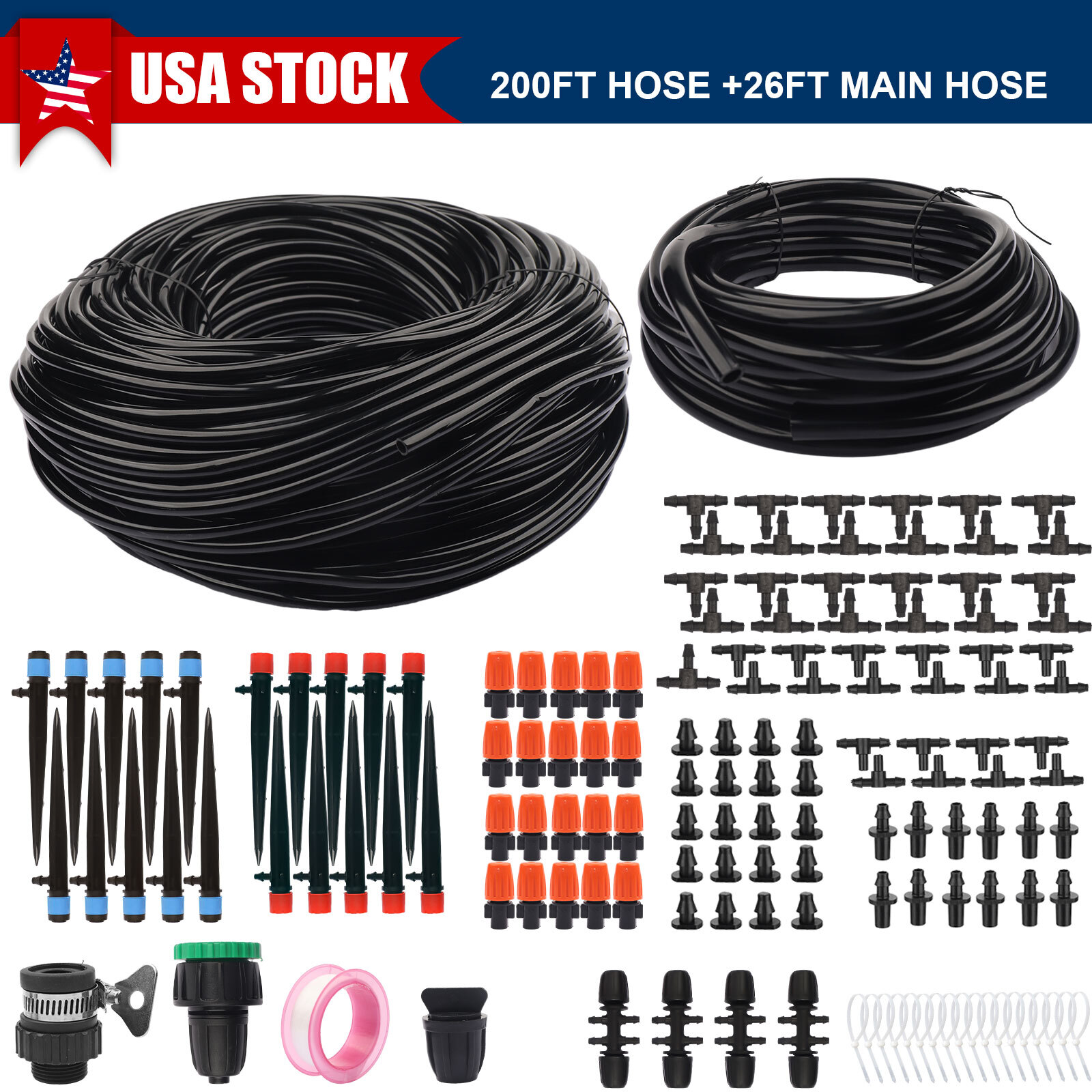 Garden Drip Irrigation System, Self-Watering Hose Micro Sprinkler Kit for Plants