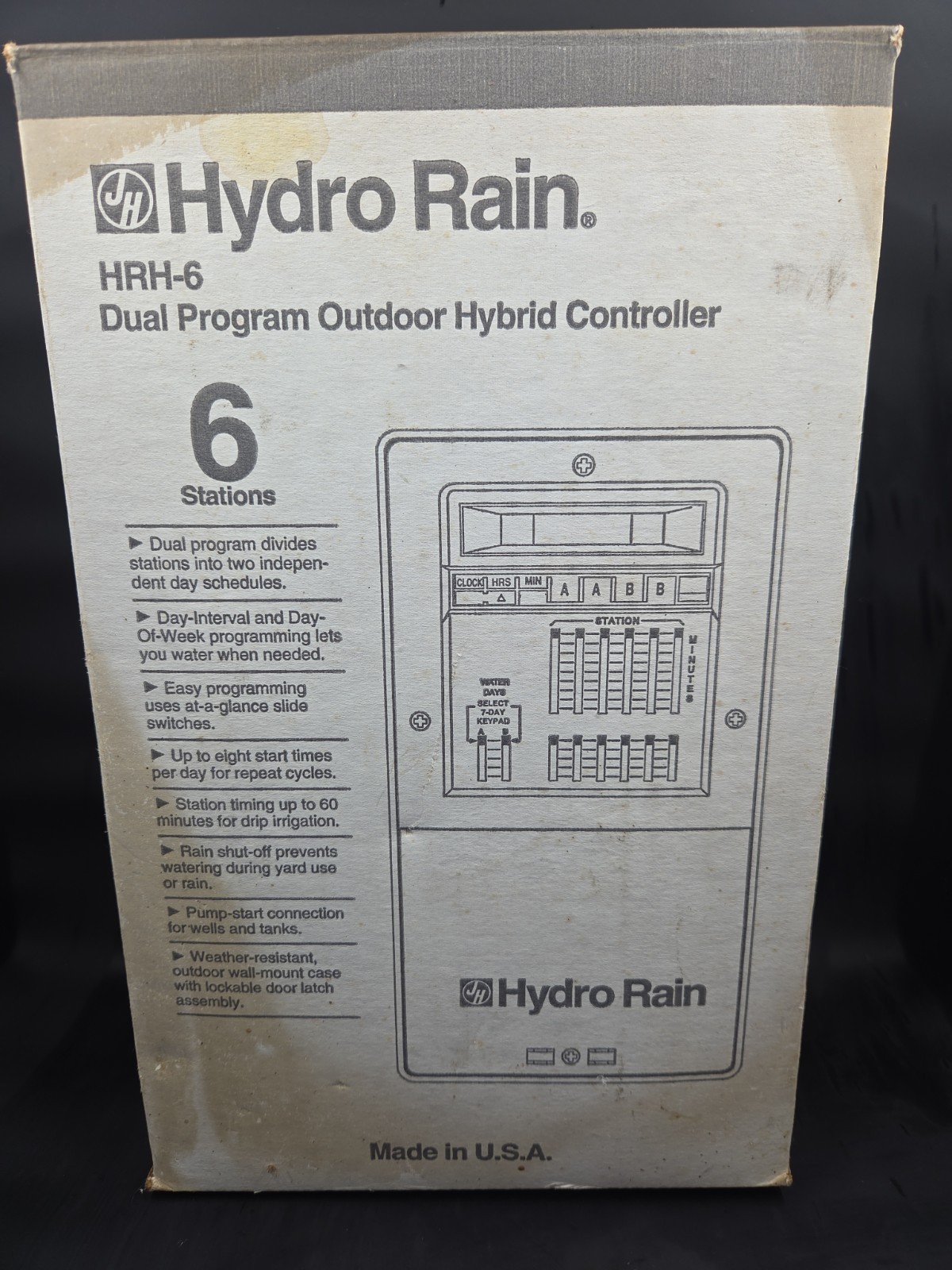 Hydro-Rain Outdoor Irrigation Controller & Timer 6 Station HRC-6 USA VTG 90’s