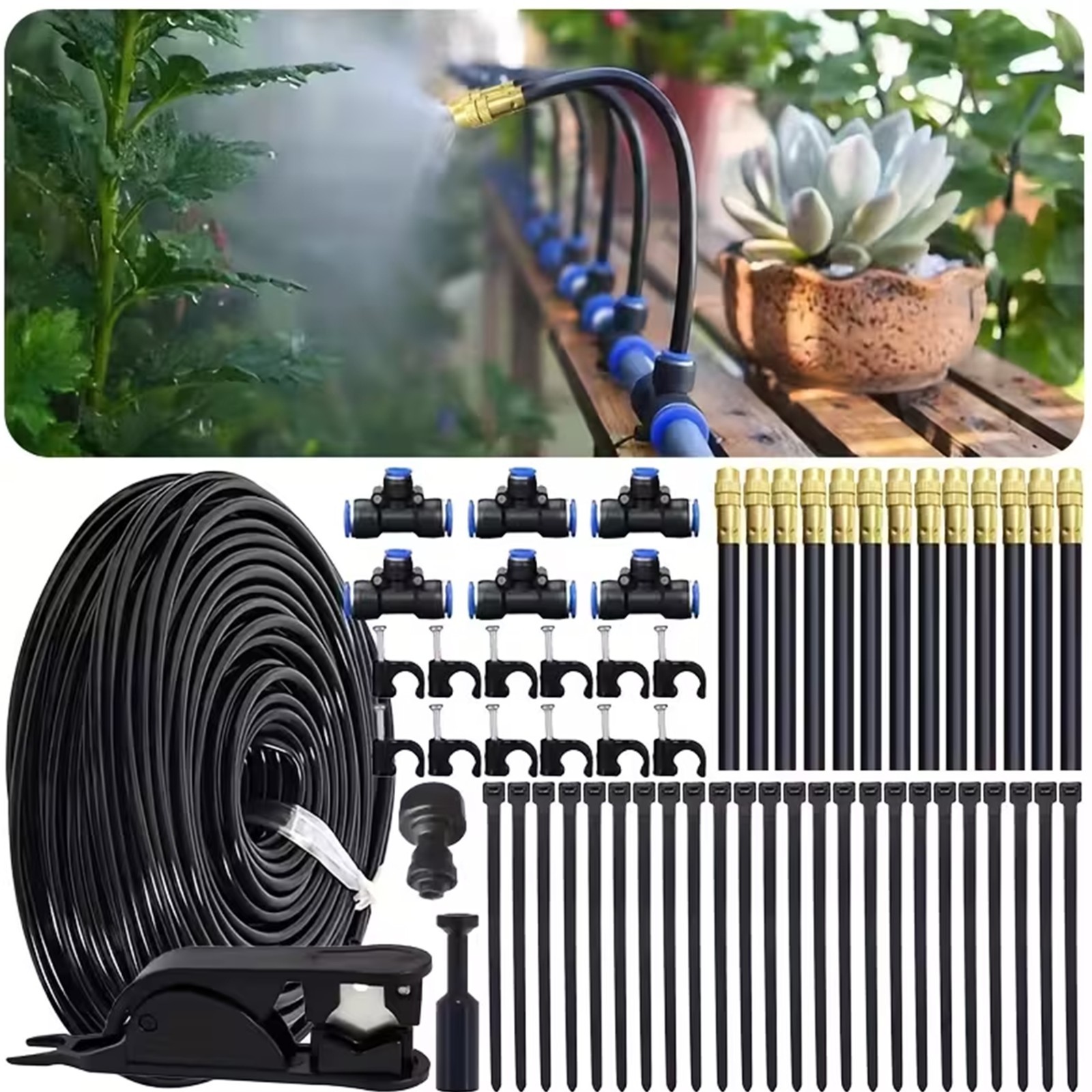 65 ft Adjustable Drip Irrigation Kit Automatic Garden Watering System 360° Drip