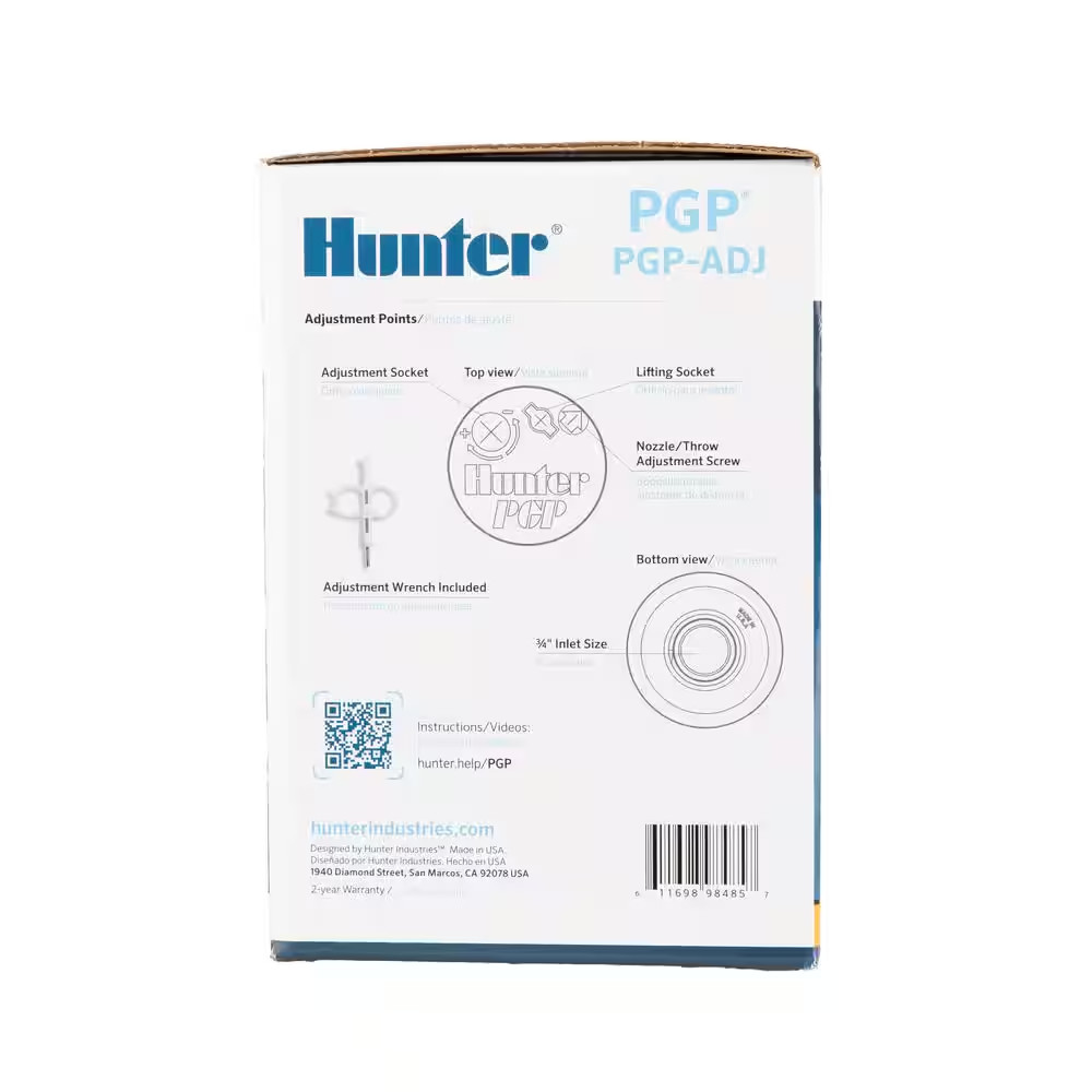 Irrigation Hunter PGP ADJ Rotor Sprinkler Heads – 4 Pack w Tool & Nozzles 3/4″