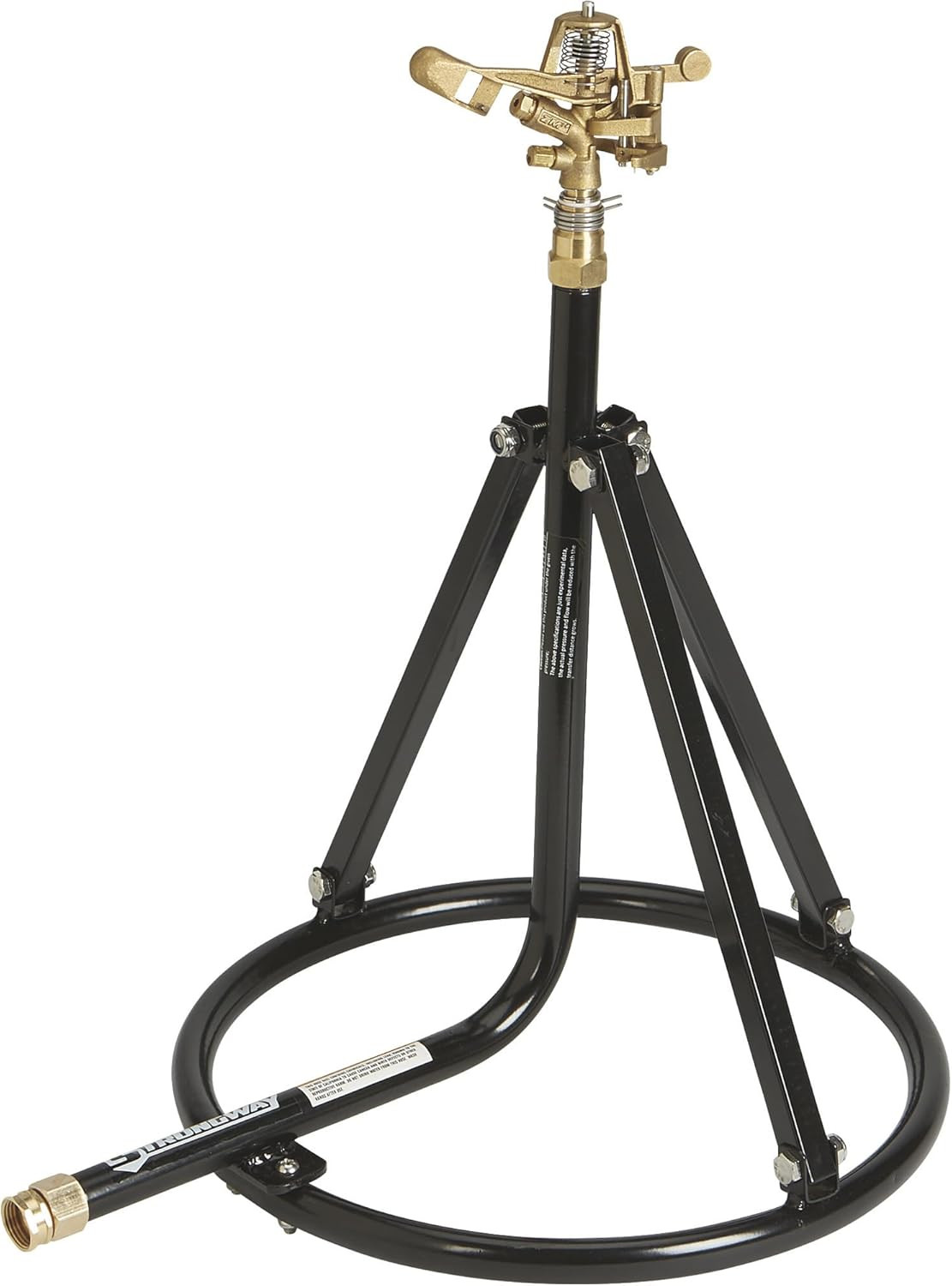 Tripod Sprinkler with round Base, 3/4 In. Brass Head with 2 Nozzles, 100 Ft. Dia
