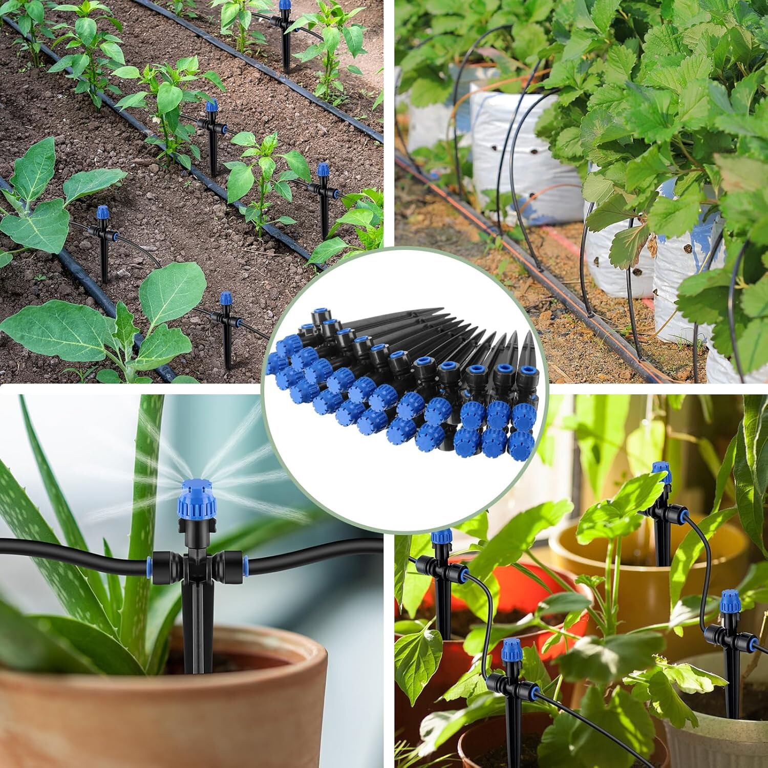 59′ Drip Irrigation Kit Quick Connector Garden Plant Hard Tubing Watering System
