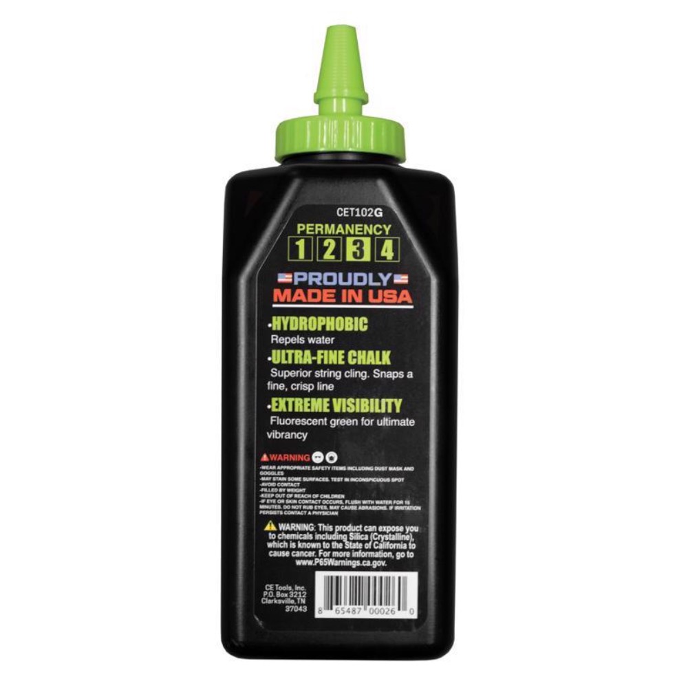 CE Tools Extreme Visibility 10 oz Standard Marking Chalk Fluorescent Green