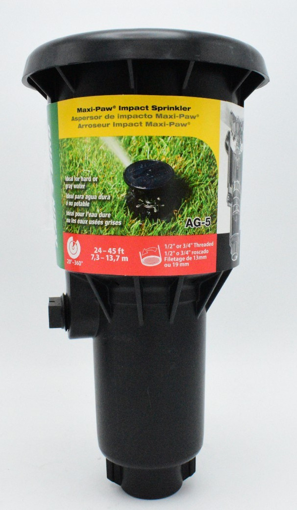 2 Pack Rain Bird AG-5 Maxi-Paw 3″ Pop-Up Impact Sprinkler 24-45′ 1/2 or 3/4 inch