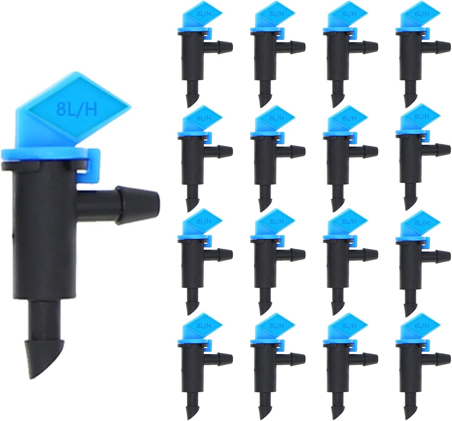 100 Pack 2 GPH Flag Irrigation Dripper Emitter 8L/H Garden Drip Emitters Connect