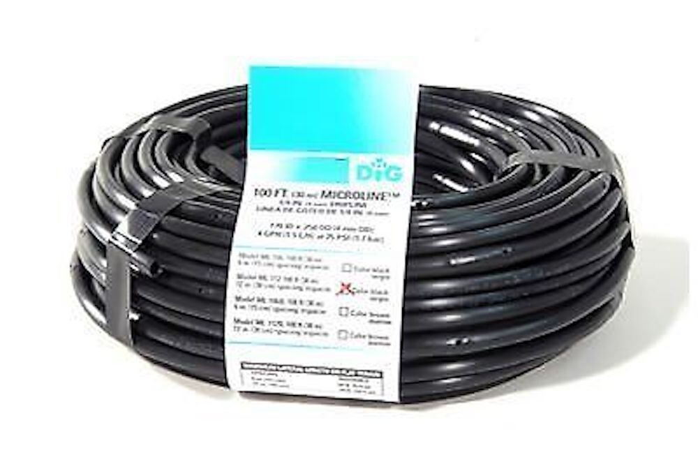 Dig ML106 Drip Irrigation Line 1/4 Inch Tubing 100 Feet, 6 Inch Spacing
