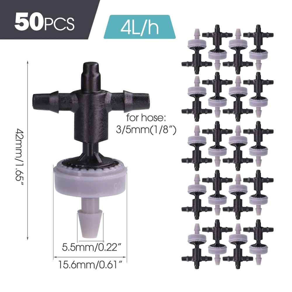 50PCS Agricultural Drip Irrigation Fitting Compensation Dripper 2L 4L 8L Pressur