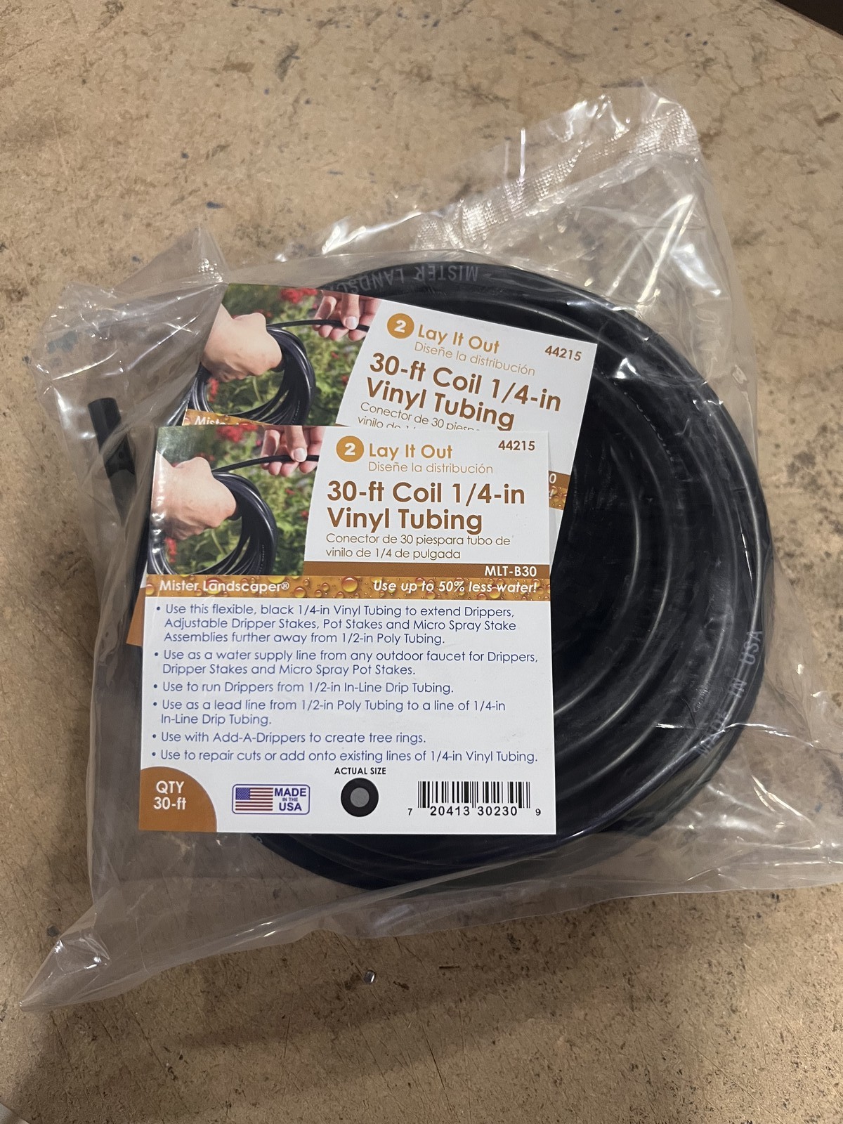 Mister Landscaper 30ft 1/4in Vinyl Irrigation Tubing Black 44215 – NEW