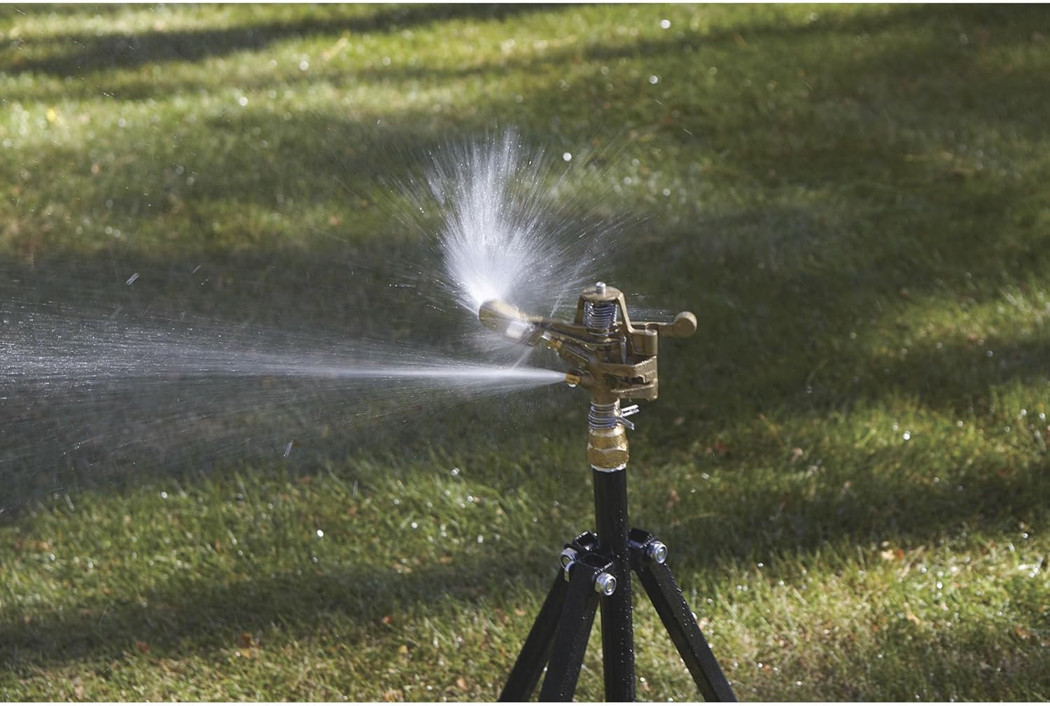 Tripod Sprinkler with round Base, 3/4 In. Brass Head with 2 Nozzles, 100 Ft. Dia