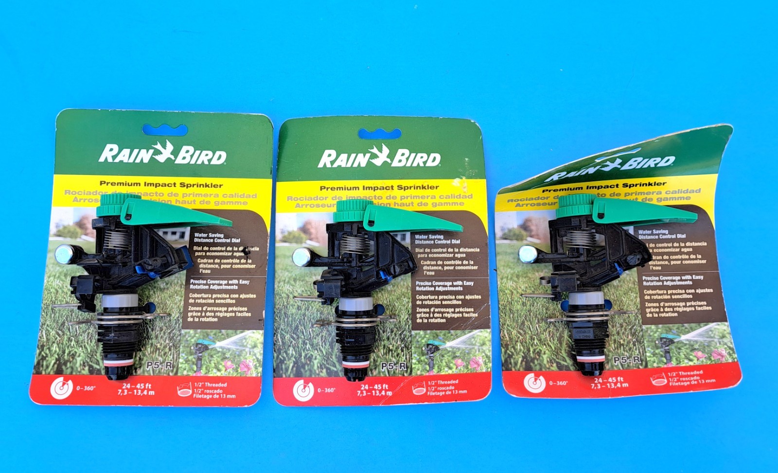 New Lot of 3 Rain Bird P5R Premium Impact Lawn and Garden Sprinklers 360°