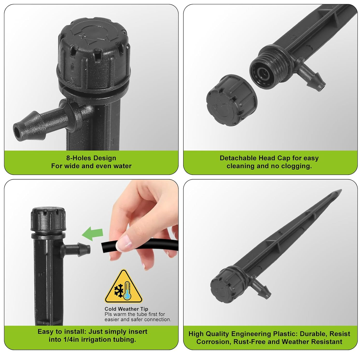 60PCS Drip Irrigation Emitters Adjustable 1/4″ Garden Water Drippers