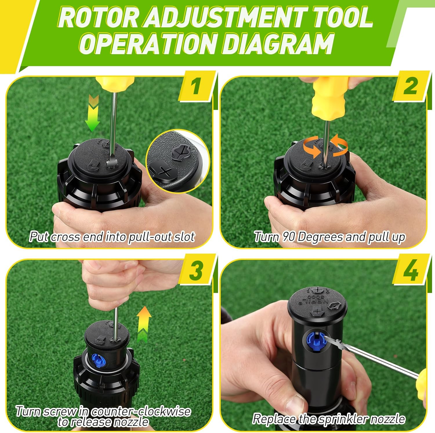 4Pack Sprinkler Key Adjustment Tool Rain Bird 5000 Hunter PGP Rotor Nozzle Wrenc