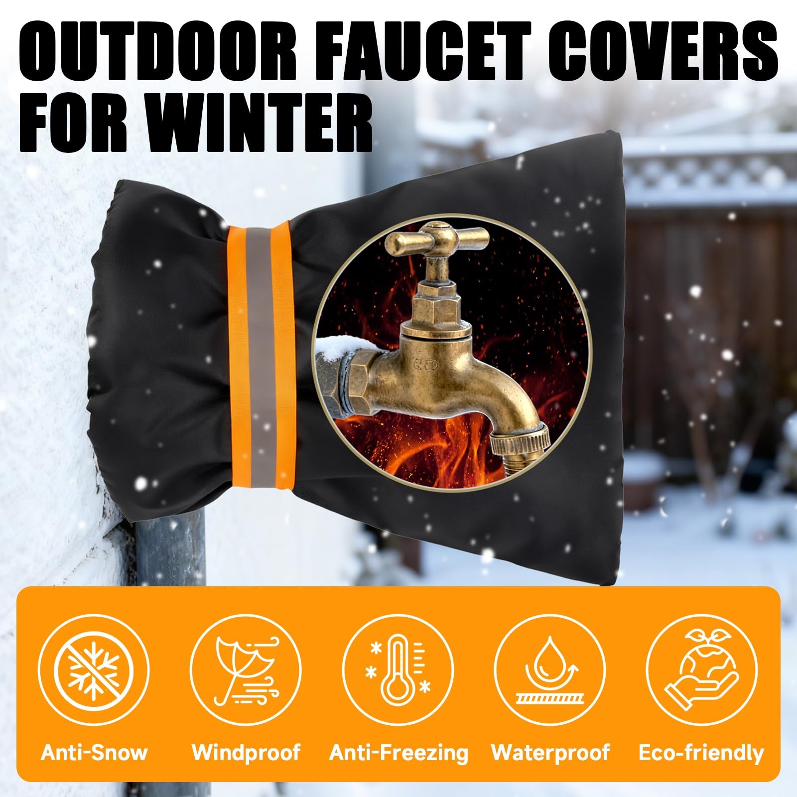Outdoor Faucet Covers 2 Pack Insulated Waterproof Socks for Winter Freeze