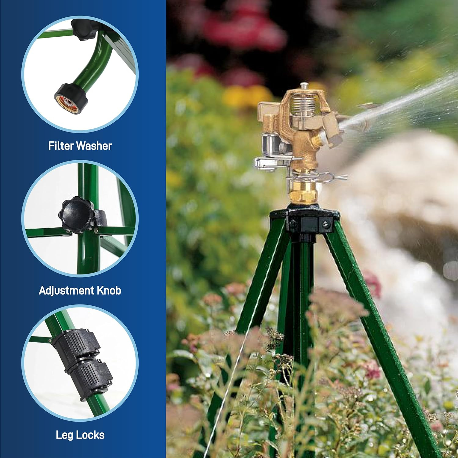 58308Z Brass Impact Sprinkler on Tripod Base – Heavy-Duty Brass Sprinklers on Tr