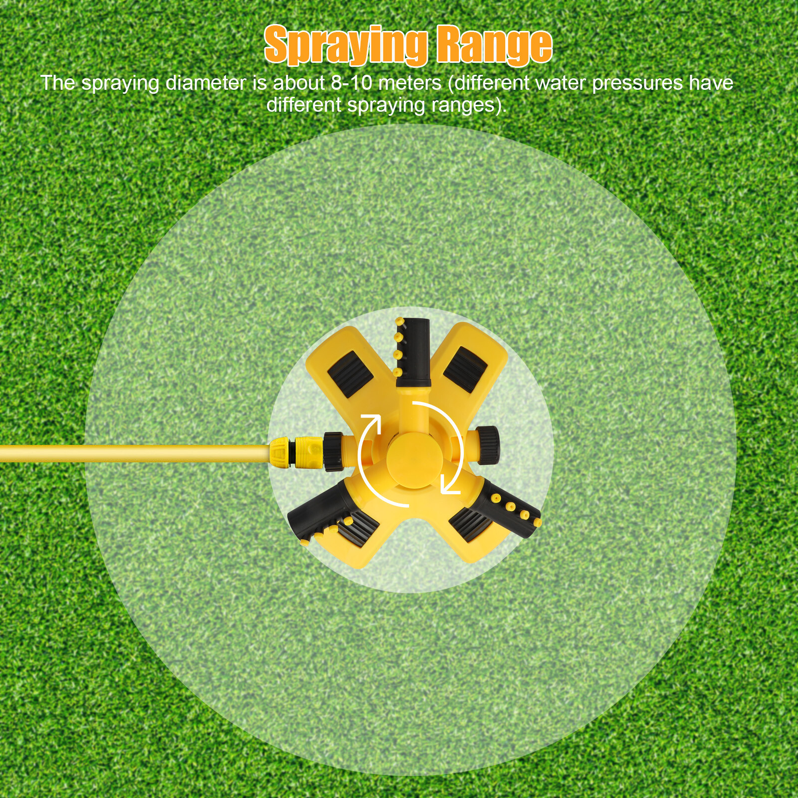 Garden Lawn Sprinkler 360°Auto Spray Grass Watering Irrigation System Patio Yard