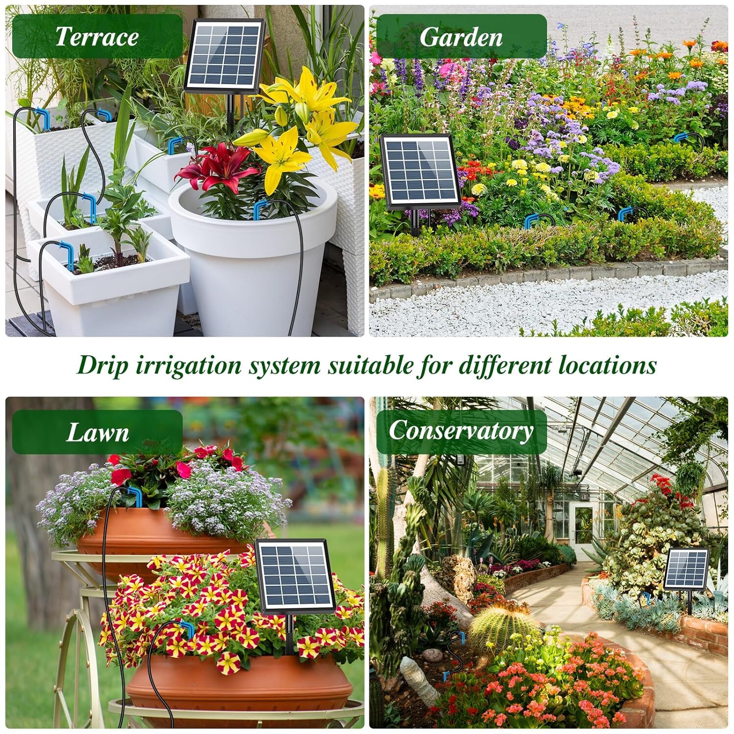 100/50ft Solar Irrigation System for Automatic Plants Watering, Drip Irrigation