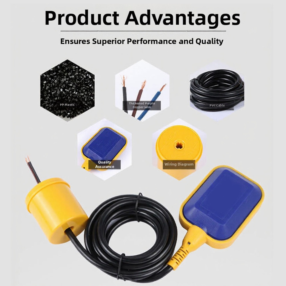 PP Material Water Level Controller with Built-in Float Switch Mechanism