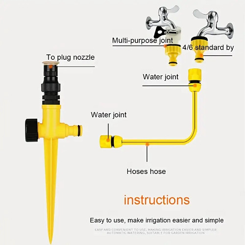 360° Rotation Auto Irrigation System Garden Lawn Sprinkler Patio Save Water NEW
