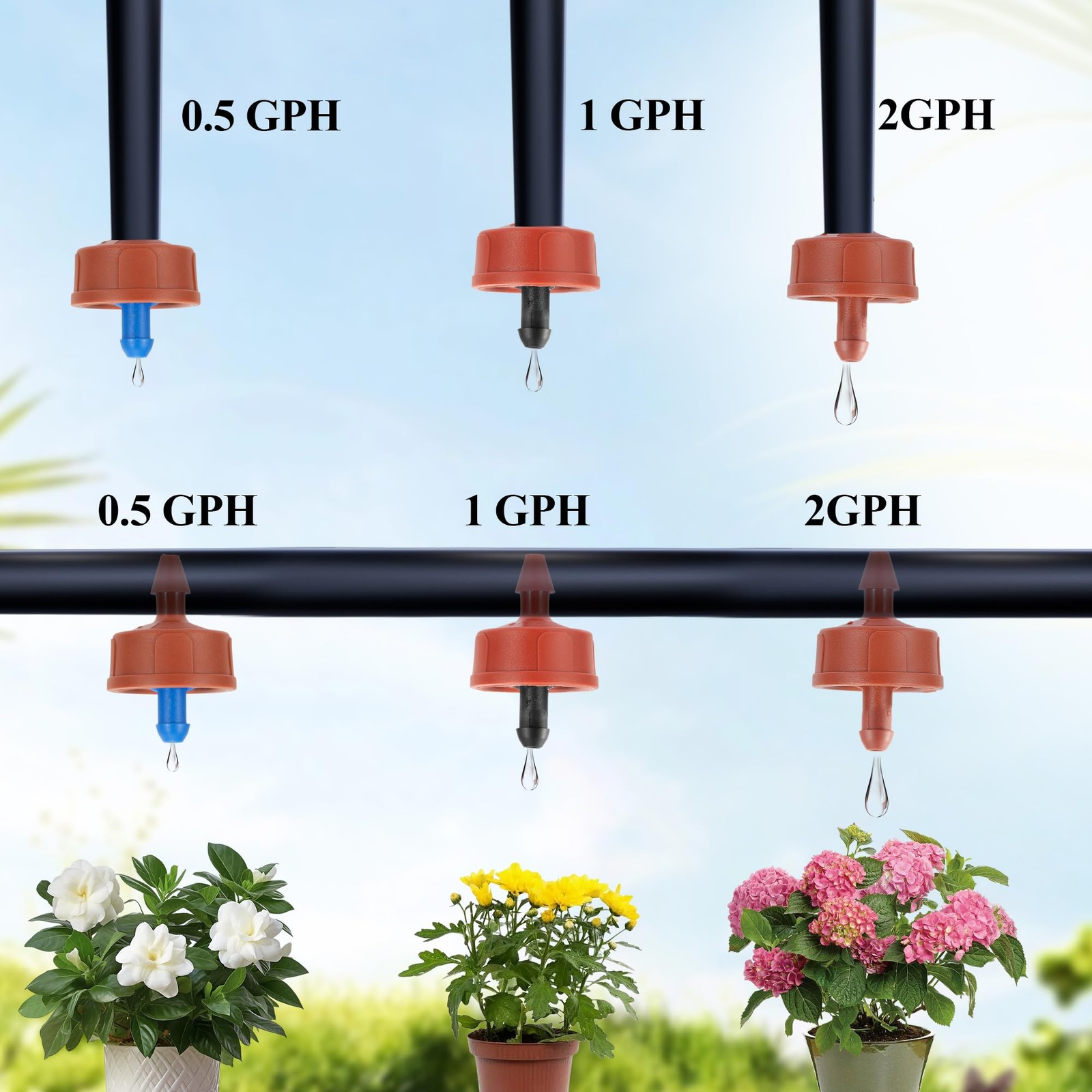 200Pcs 0.5 GPH Pressure Compensating Irrigation Spot Drippers,Constant Flow B…