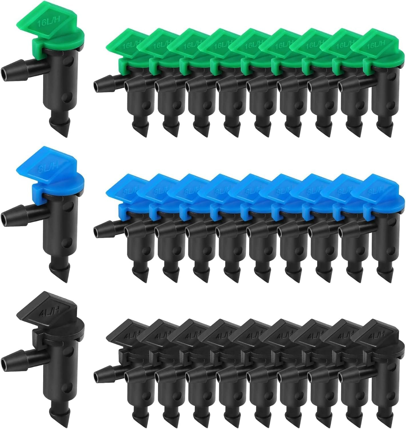 90 Pieces Drip Emitter, 3 Colors Garden Flag Irrigation Drippers in 3 S