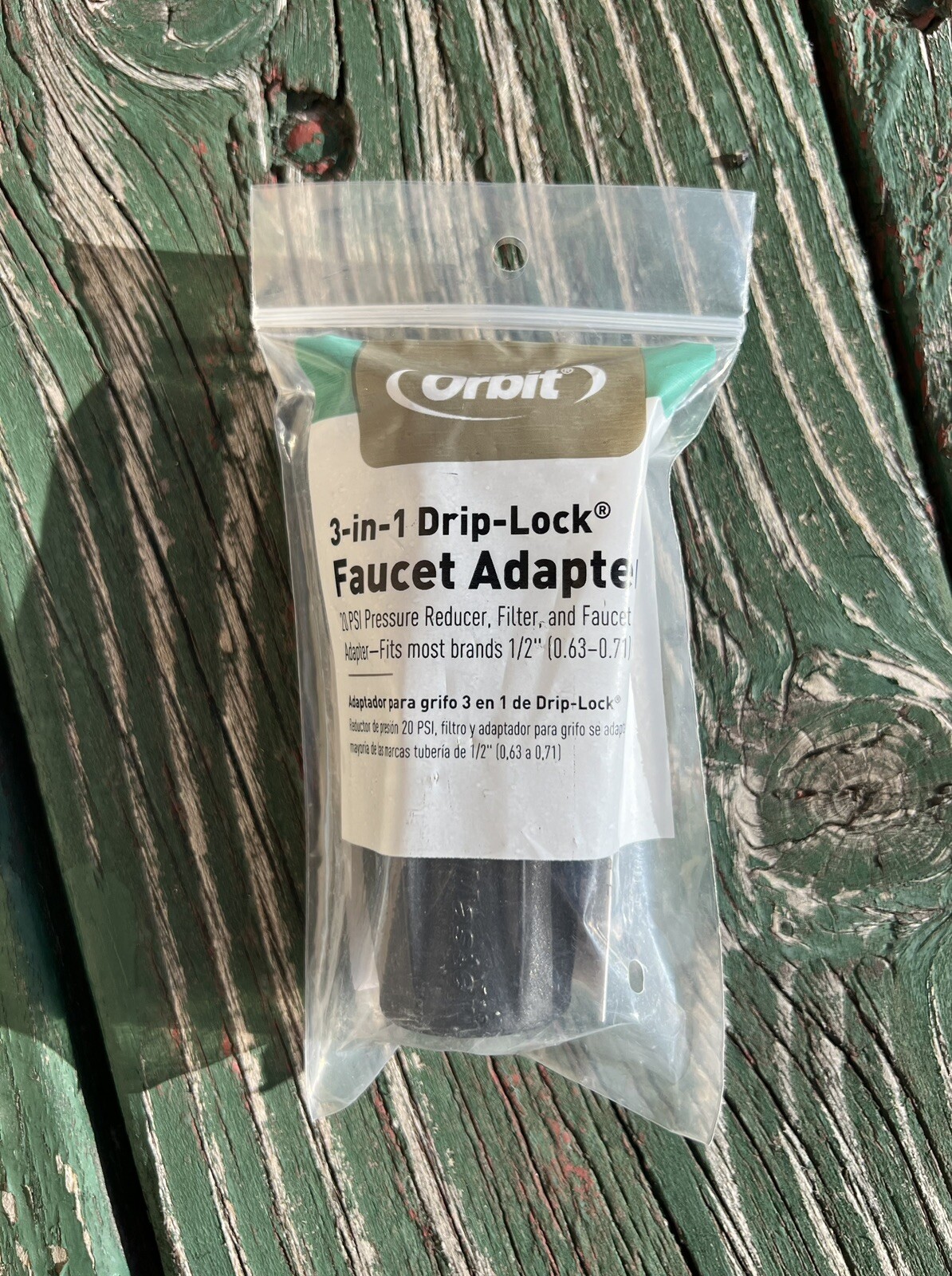 ORBIT 3-in-1 Drip-Lock 5/8-in Hose Faucet Adapter to 1/2 in Tubing 67738